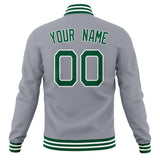 Custom Gray & Kelly-Green Solid Color Varsity Jacket JA01240607WY205