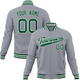 Custom Gray & Kelly-Green Solid Color Varsity Jacket