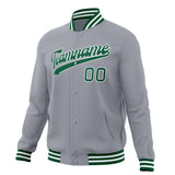 Custom Gray & Kelly-Green Solid Color Varsity Jacket JA01240607WY205