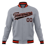 Custom Gray & Black Solid Color Varsity Jacket JA01240607WY206