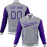 Custom Gray & Purple Solid Color Varsity Jacket