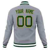 Custom Gray & Kelly-Green Solid Color Varsity Jacket JA01240607WY208