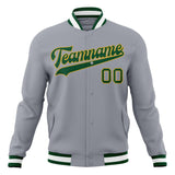 Custom Gray & Kelly-Green Solid Color Varsity Jacket JA01240607WY208