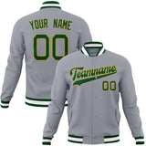 Custom Gray & Kelly-Green Solid Color Varsity Jacket