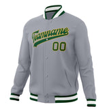 Custom Gray & Kelly-Green Solid Color Varsity Jacket JA01240607WY208