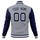 Custom Gray & Navy Solid Color Varsity Jacket JA01240607WY209