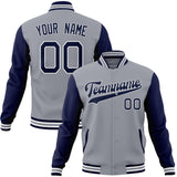 Custom Gray & Navy Solid Color Varsity Jacket