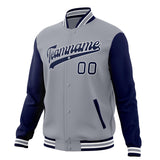 Custom Gray & Navy Solid Color Varsity Jacket JA01240607WY209