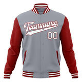 Custom Gray & Texas-Orange Solid Color Varsity Jacket JA01240607WY210