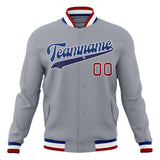 Custom Gray & Royal Solid Color Varsity Jacket JA01240607WY211