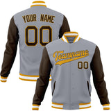 Custom Gray & Brown Solid Color Varsity Jacket JA01240607WY214