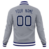 Custom Gray & Navy Solid Color Varsity Jacket JA01240607WY215