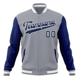 Custom Gray & Royal Solid Color Varsity Jacket JA01240607WY216