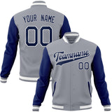 Custom Gray & Royal Solid Color Varsity Jacket