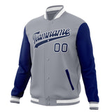 Custom Gray & Royal Solid Color Varsity Jacket JA01240607WY216