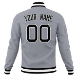 Custom Gray & Black Solid Color Varsity Jacket JA01240607WY217