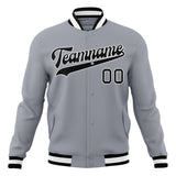 Custom Gray & Black Solid Color Varsity Jacket JA01240607WY217