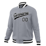 Custom Gray & Black Solid Color Varsity Jacket JA01240607WY217