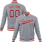 Custom Gray & Red Solid Color Varsity Jacket JA01240607WY218