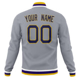 Custom Gray & Purple Solid Color Varsity Jacket JA01240607WY219