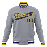 Custom Gray & Purple Solid Color Varsity Jacket JA01240607WY219