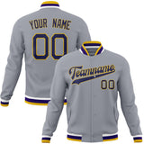 Custom Gray & Purple Solid Color Varsity Jacket JA01240607WY219