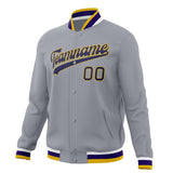 Custom Gray & Purple Solid Color Varsity Jacket JA01240607WY219