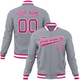 Custom Gray & Pink Solid Color Varsity Jacket