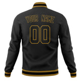 Custom Black & Old-Gold Solid Color Varsity Jacket JA01240607XY001