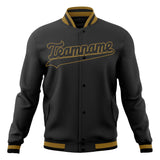 Custom Black & Old-Gold Solid Color Varsity Jacket JA01240607XY001