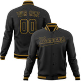 Custom Black & Old-Gold Solid Color Varsity Jacket JA01240607XY001