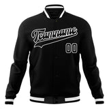 Custom Black & White Solid Color Varsity Jacket JA01240607XY002