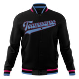 Custom Black & Light-Blue Solid Color Varsity Jacket JA01240607XY003