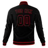 Custom Black & Red Solid Color Varsity Jacket JA01240607XY004