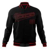 Custom Black & Red Solid Color Varsity Jacket JA01240607XY004