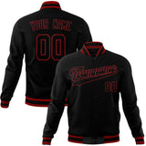 Custom Black & Red Solid Color Varsity Jacket JA01240607XY004