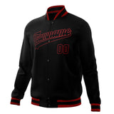 Custom Black & Red Solid Color Varsity Jacket JA01240607XY004