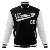 Custom Black & White Solid Color Varsity Jacket JA01240607XY005