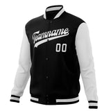 Custom Black & White Solid Color Varsity Jacket JA01240607XY005