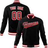 Custom Black & Red Solid Color Varsity Jacket JA01240607XY006