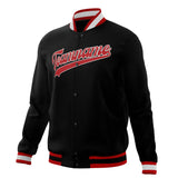 Custom Black & Red Solid Color Varsity Jacket JA01240607XY006