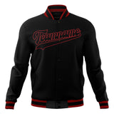 Custom Black & Red Solid Color Varsity Jacket JA01240607XY007