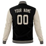 Custom Black & Cream Solid Color Varsity Jacket JA01240607XY008