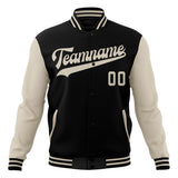 Custom Black & Cream Solid Color Varsity Jacket JA01240607XY008