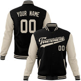 Custom Black & Cream Solid Color Varsity Jacket