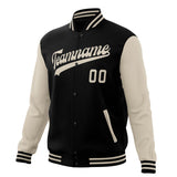 Custom Black & Cream Solid Color Varsity Jacket JA01240607XY008