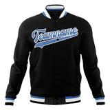 Custom Black & Light-Blue Solid Color Varsity Jacket JA01240607XY009