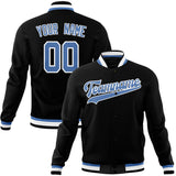 Custom Black & Light-Blue Solid Color Varsity Jacket JA01240607XY009