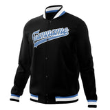 Custom Black & Light-Blue Solid Color Varsity Jacket JA01240607XY009