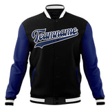 Custom Black & Royal Solid Color Varsity Jacket JA01240607XY010